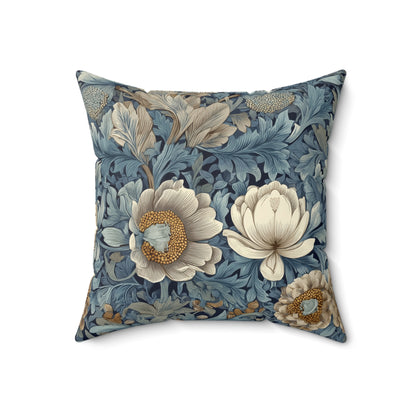 Teal Heritage Floral - Spun Polyester Square Pillow