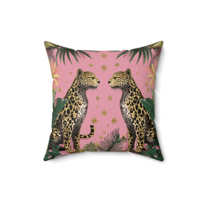 Pink Safari Leopards - Spun Polyester Square Pillow