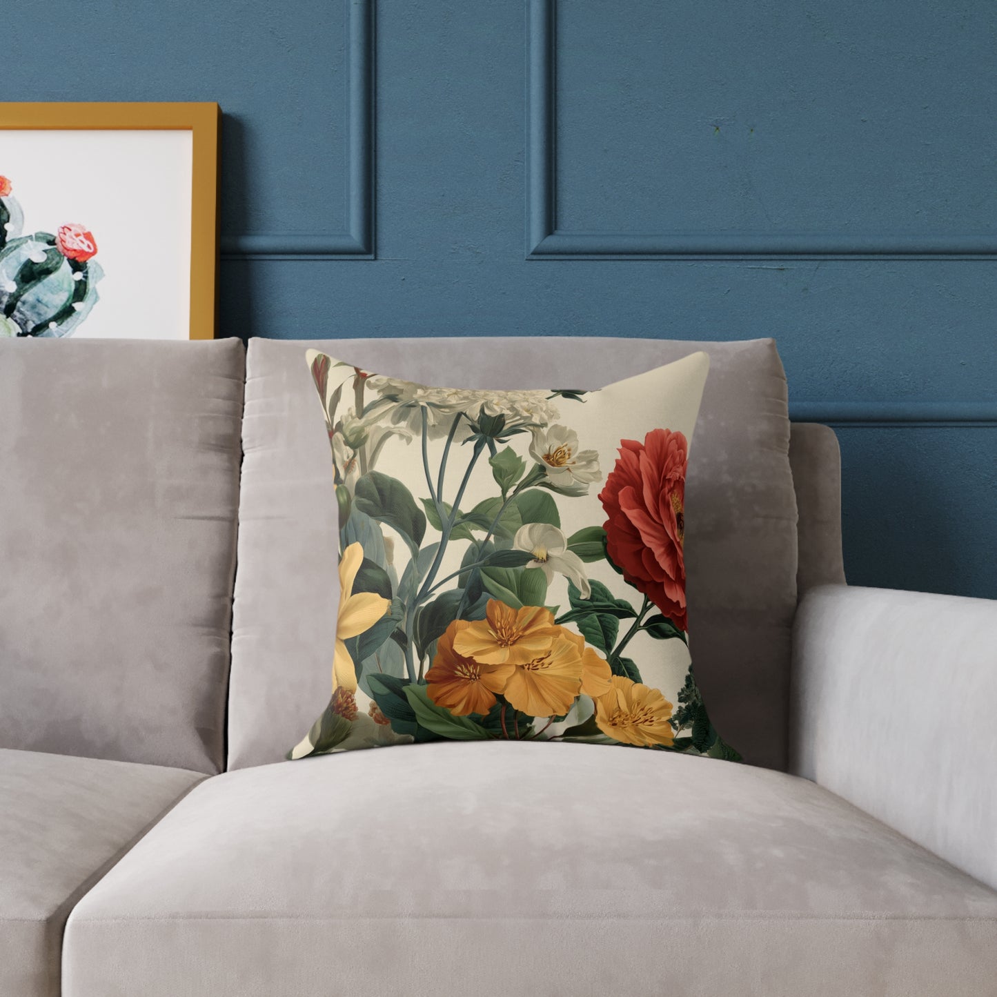 Sunlit Wildflower Bouquet - Square Poly Canvas Pillow
