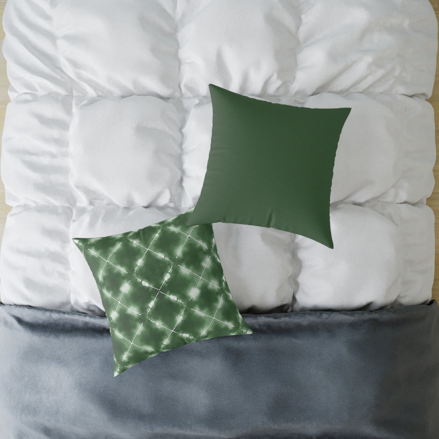 Olive Grove Shibori - Square Poly Canvas Pillow