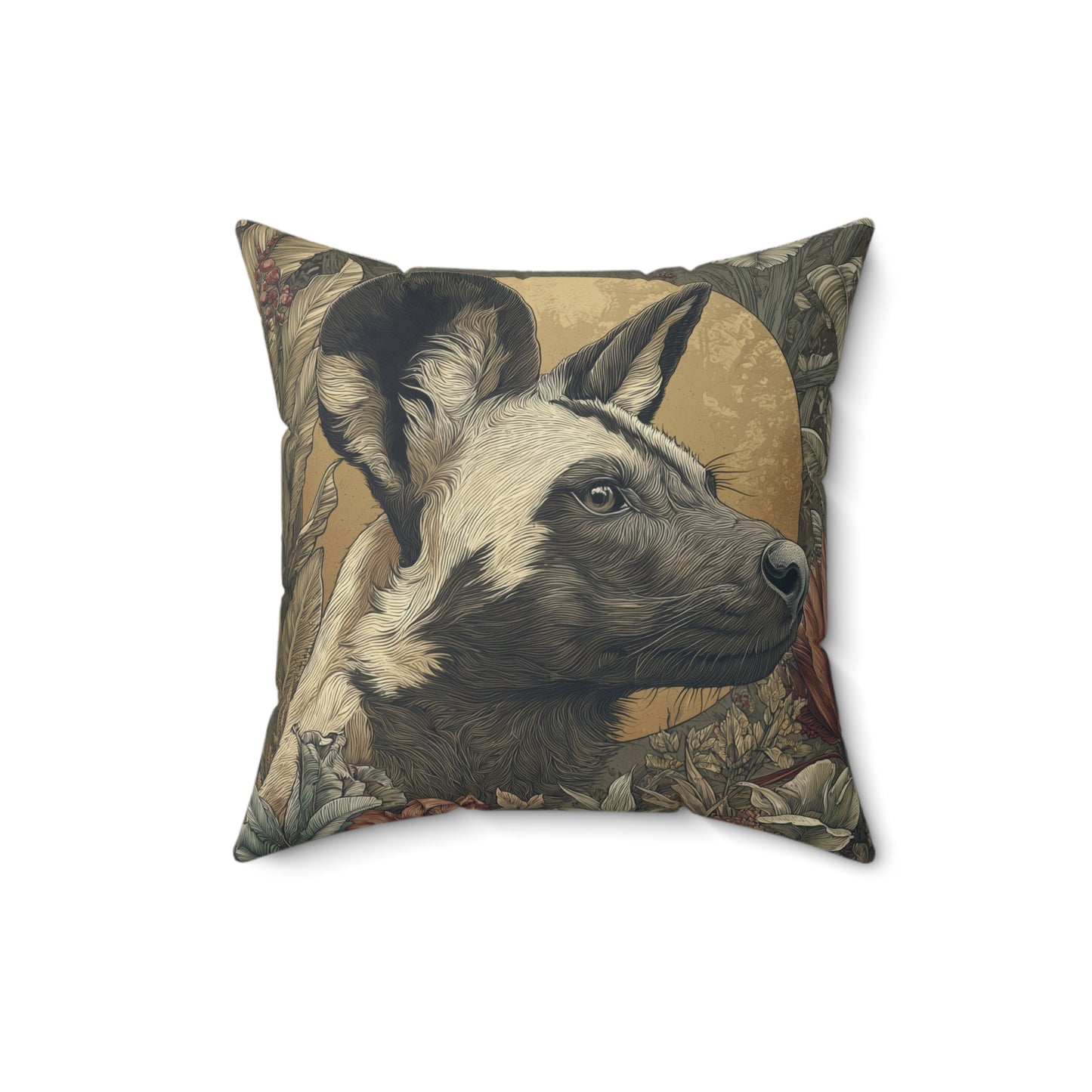 African Wild Dog - Faux Suede Square Pillow