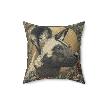 African Wild Dog - Faux Suede Square Pillow