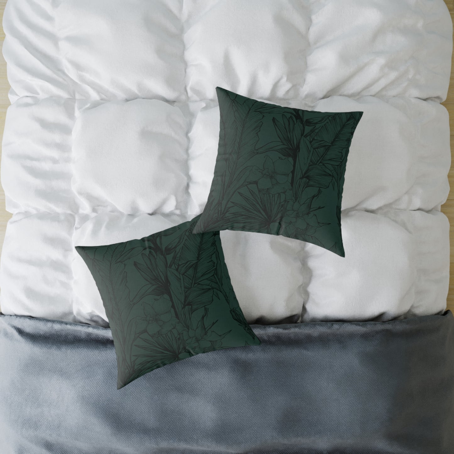 Emerald Night Garden - Square Poly Canvas Pillow
