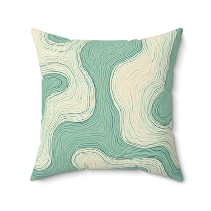 Seafoam Topography - Faux Suede Square Pillow