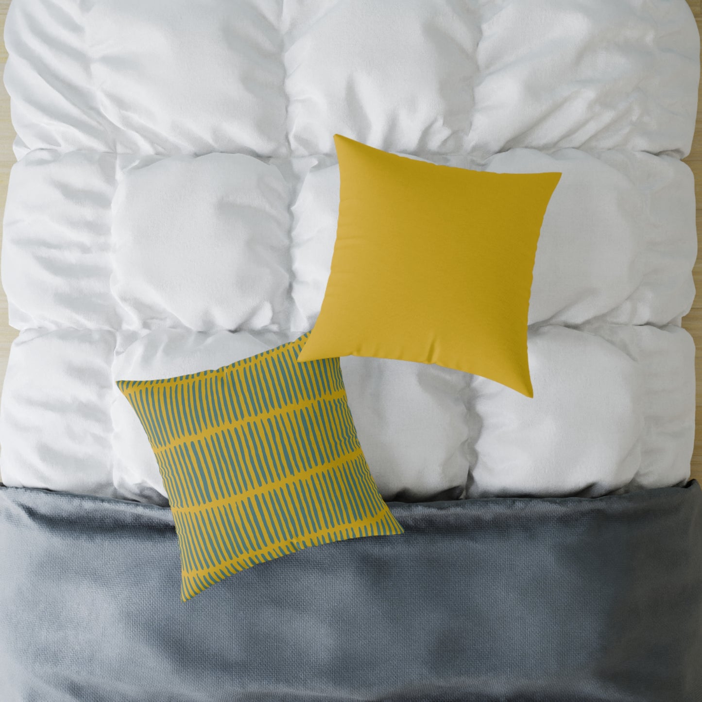 Loom Lines - Moss - Square Poly Canvas Pillow