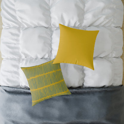 Loom Lines - Moss - Square Poly Canvas Pillow