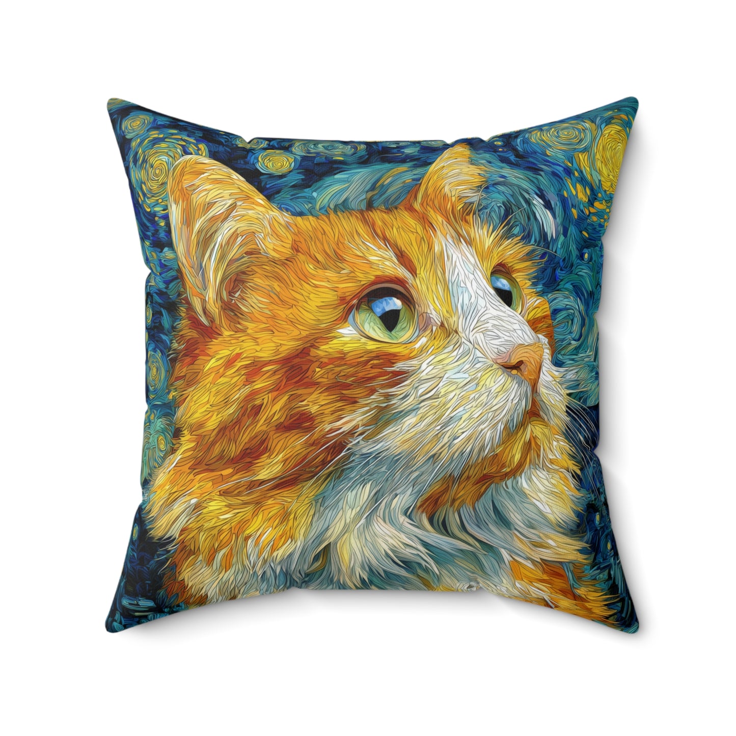 Ginger Cat Starlight - Spun Polyester Square Pillow