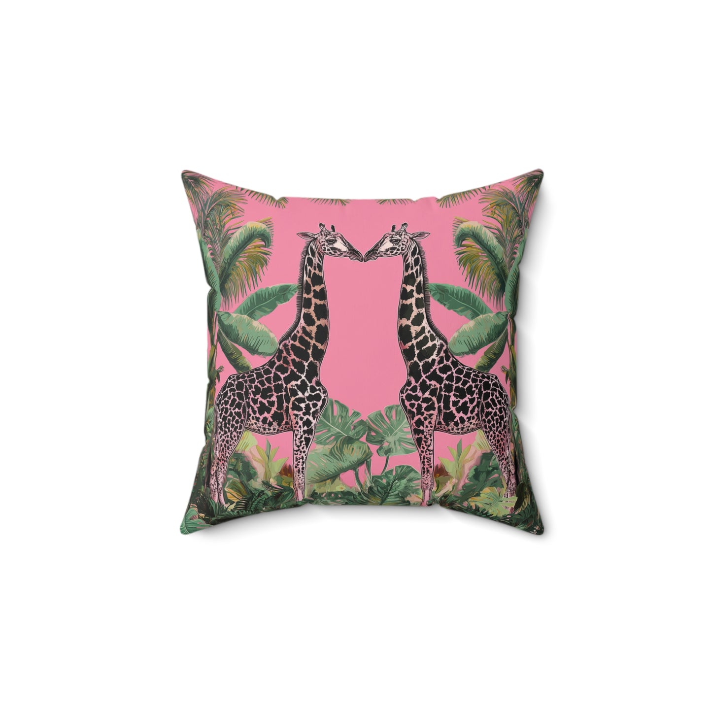 Giraffe Twins - Spun Polyester Square Pillow