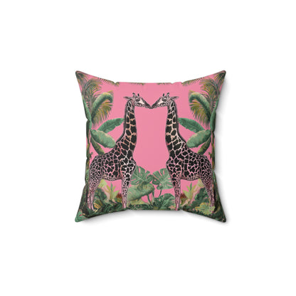 Giraffe Twins - Spun Polyester Square Pillow