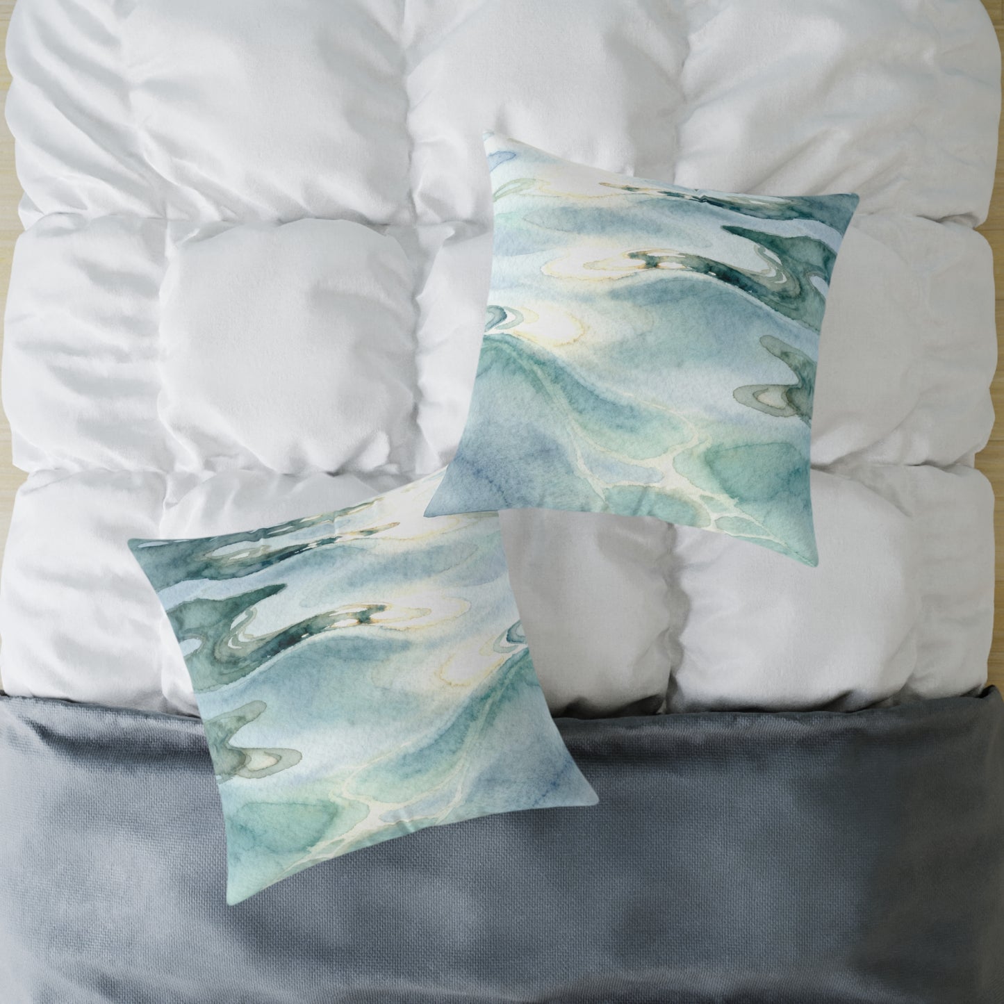 Shallow Tide Reflections - Square Poly Canvas Pillow