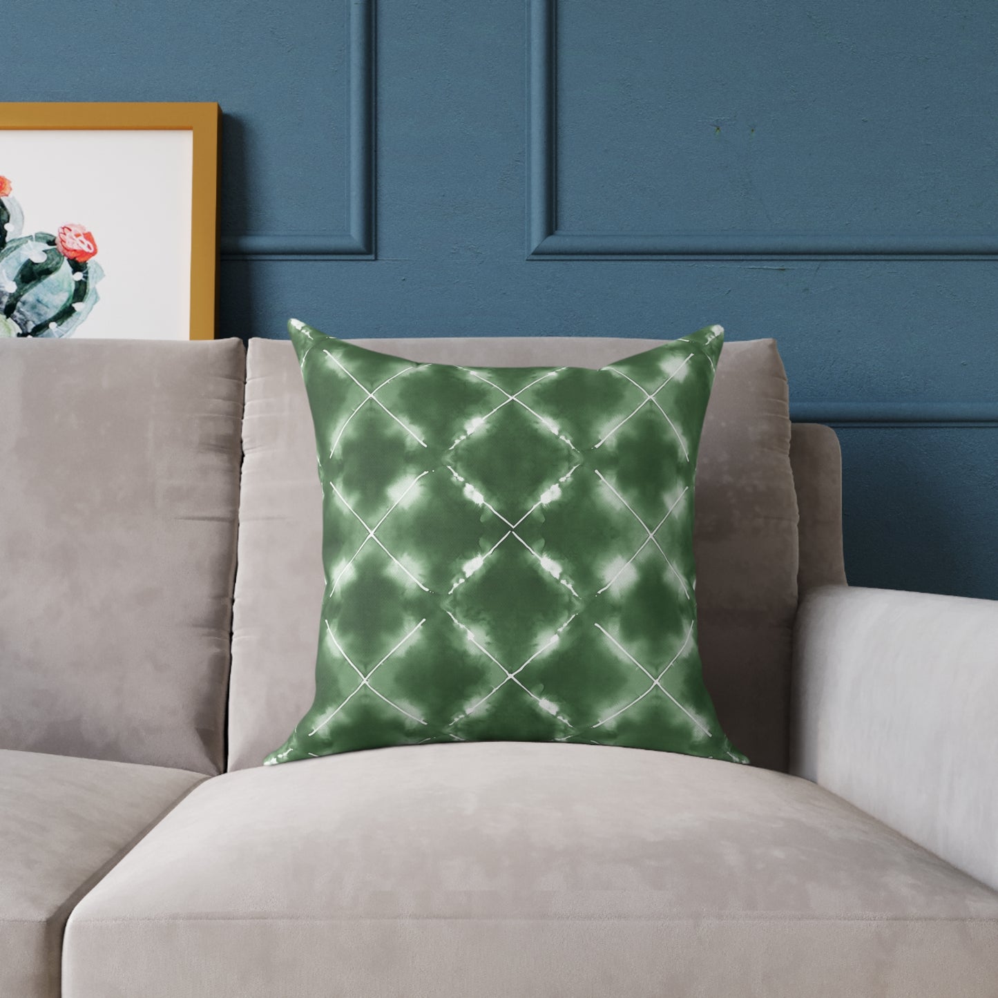 Olive Grove Shibori - Square Poly Canvas Pillow