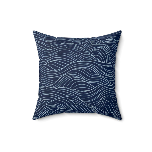 Deep Tide Lines - Spun Polyester Square Pillow