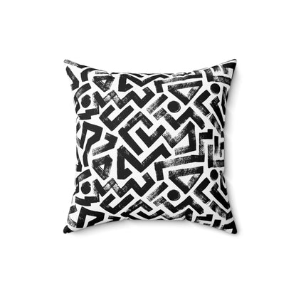 Pebble Maze Charcoal - Spun Polyester Square Pillow