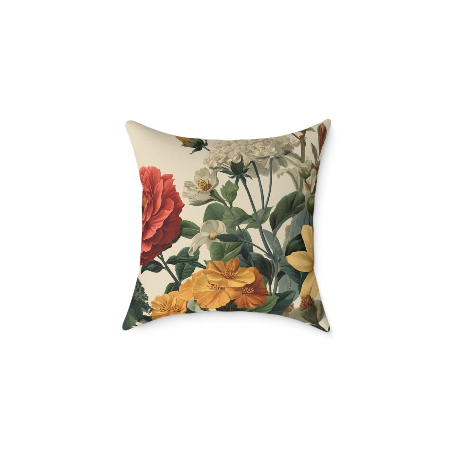 Sunlit Wildflower Bouquet - Square Poly Canvas Pillow