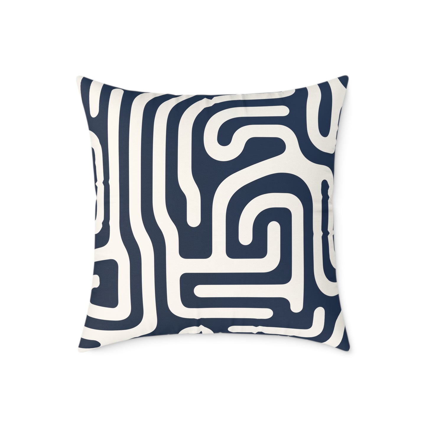 Labyrinth – Navy - Square Poly Canvas Pillow