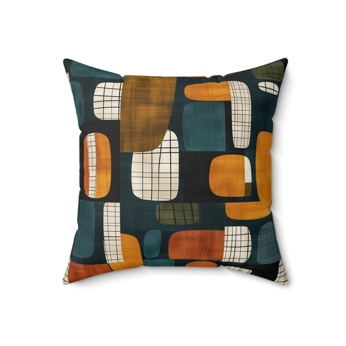 Retro Blockscape - Spun Polyester Square Pillow