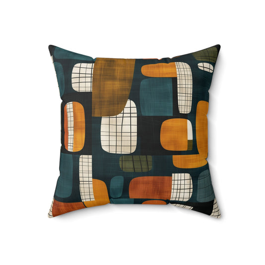 Retro Blockscape - Spun Polyester Square Pillow