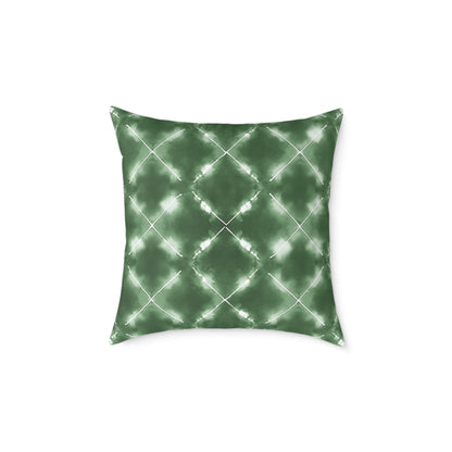 Olive Grove Shibori - Square Poly Canvas Pillow