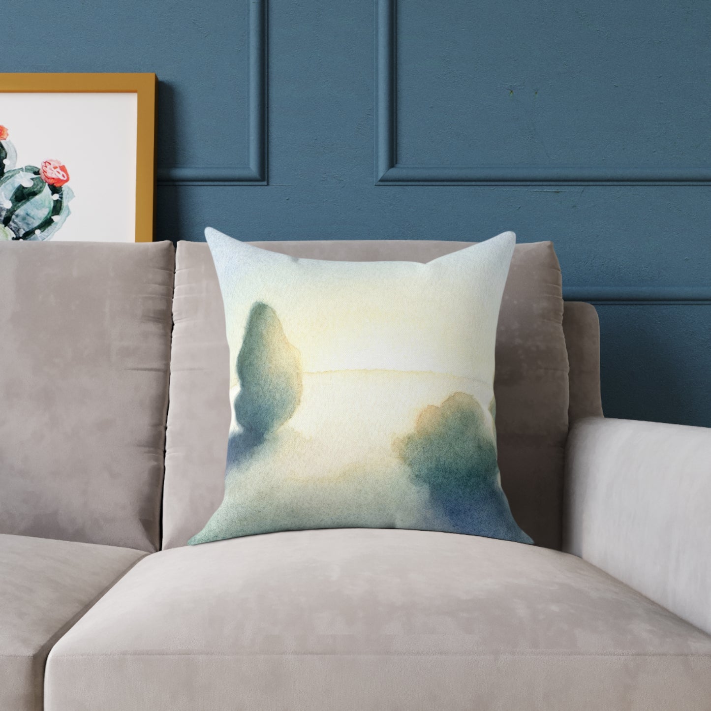 Pastel Tree Mist - Square Poly Canvas Pillow