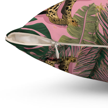 Pink Safari Leopards - Spun Polyester Square Pillow