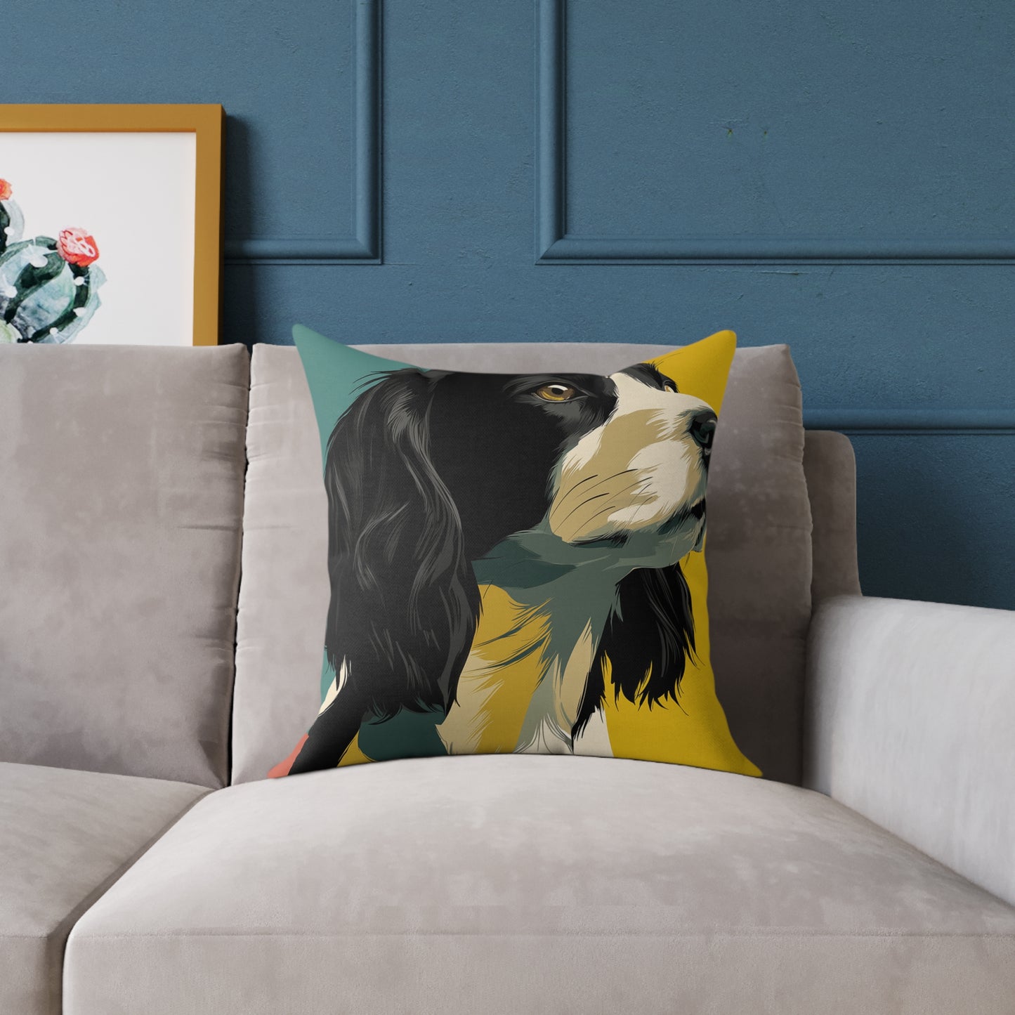 Serene Spaniel - Square Poly Canvas Pillow