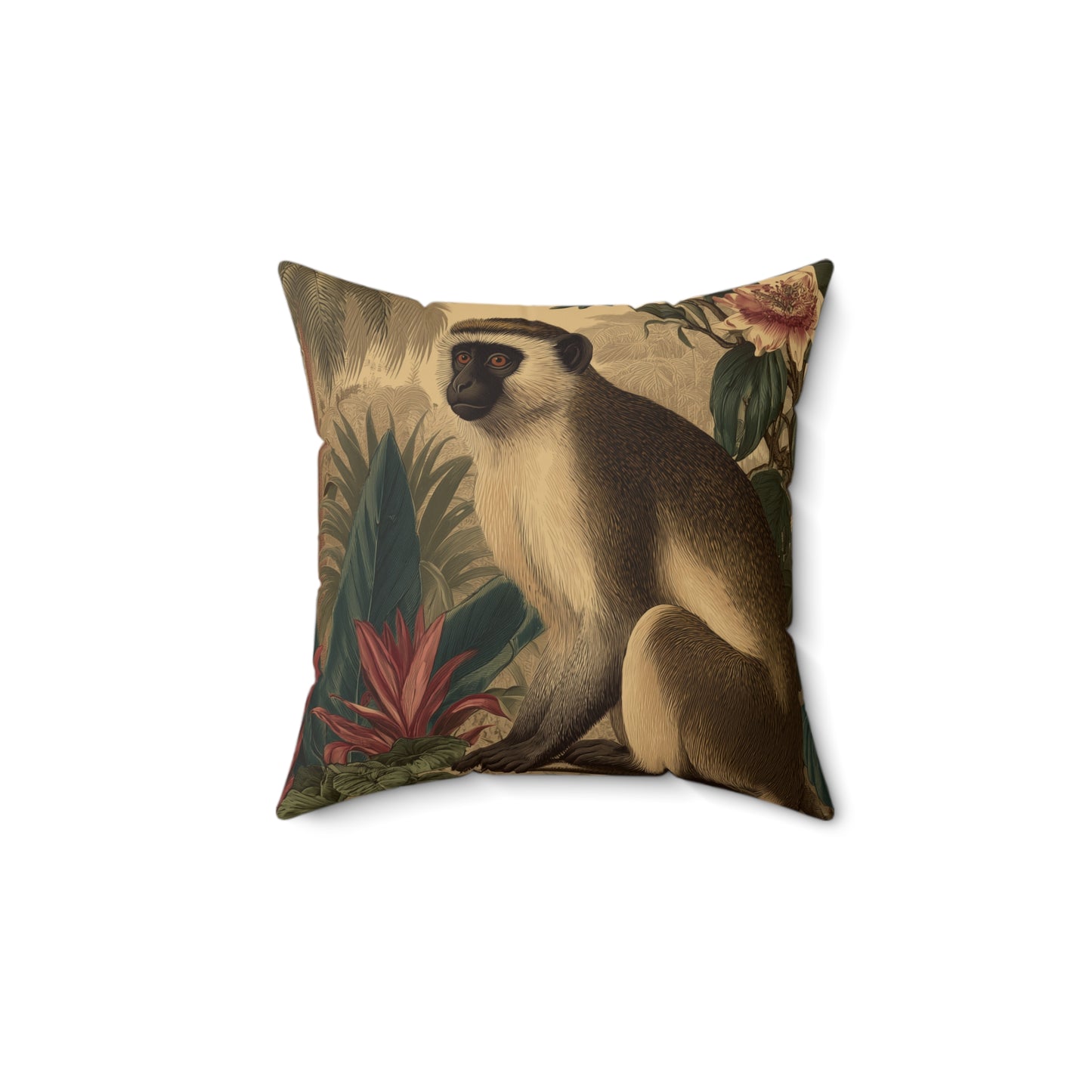 Tropical Vervet Retreat - Faux Suede Square Pillow