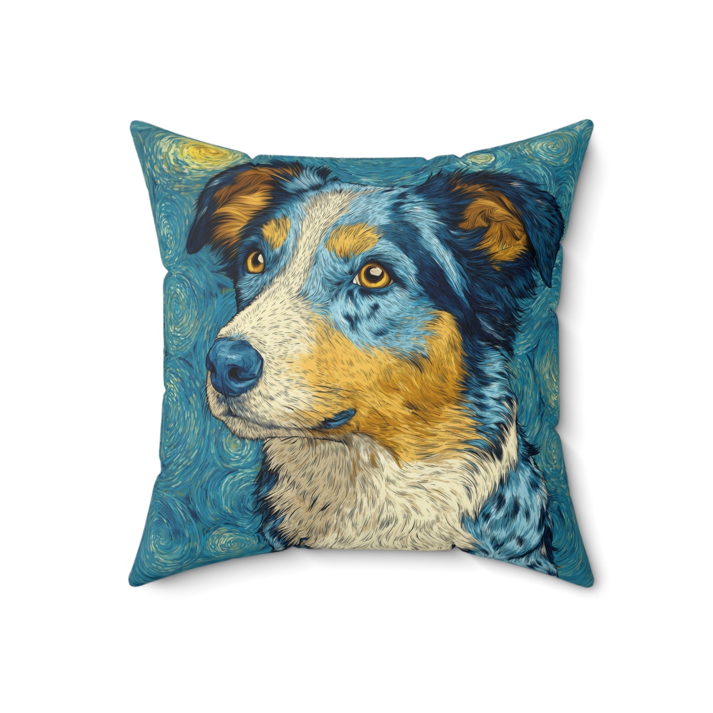 Cosmic Blue Collie - Spun Polyester Square Pillow