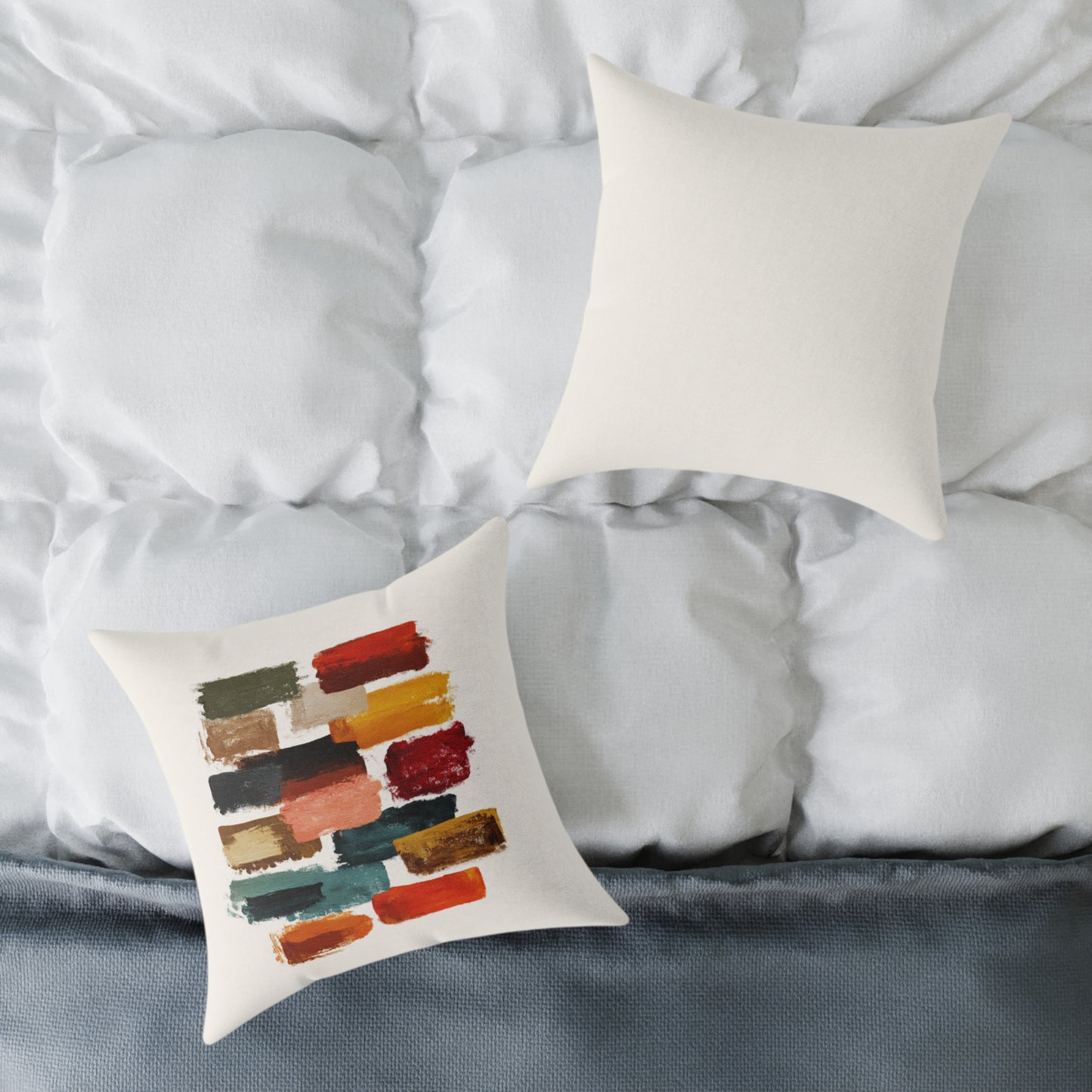 Autumn Brush Strokes - Square Poly Canvas Pillow