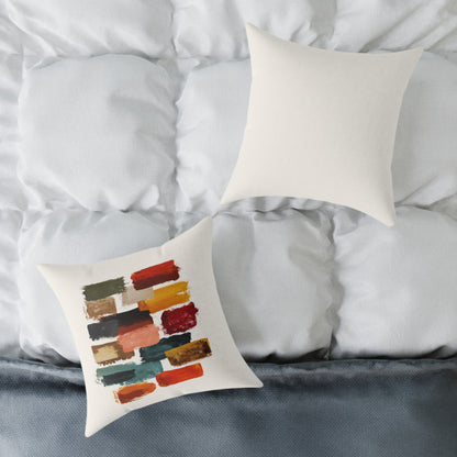 Autumn Brush Strokes - Square Poly Canvas Pillow