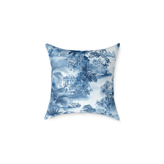 Toile Seaside Escape - Square Poly Canvas Pillow
