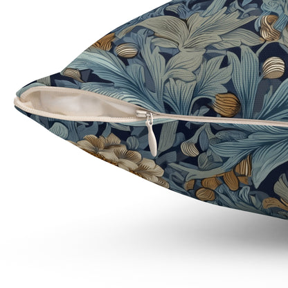 Teal Heritage Floral - Spun Polyester Square Pillow
