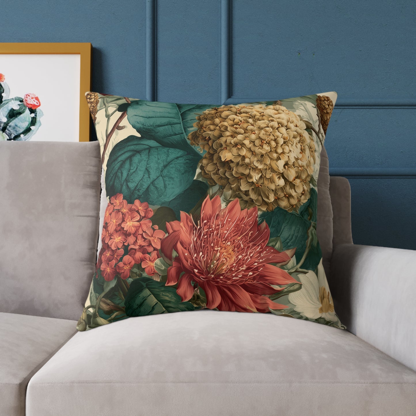 Autumn Harvest Chrysanthemum - Square Poly Canvas Pillow