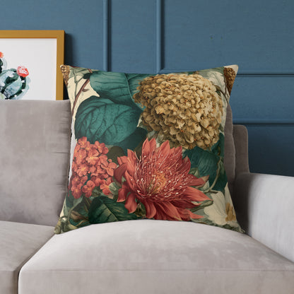 Autumn Harvest Chrysanthemum - Square Poly Canvas Pillow