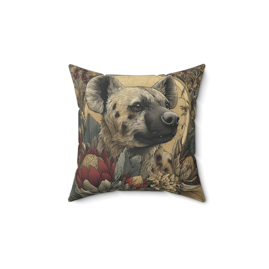 Sunlit Hyena Sentinel - Faux Suede Square Pillow