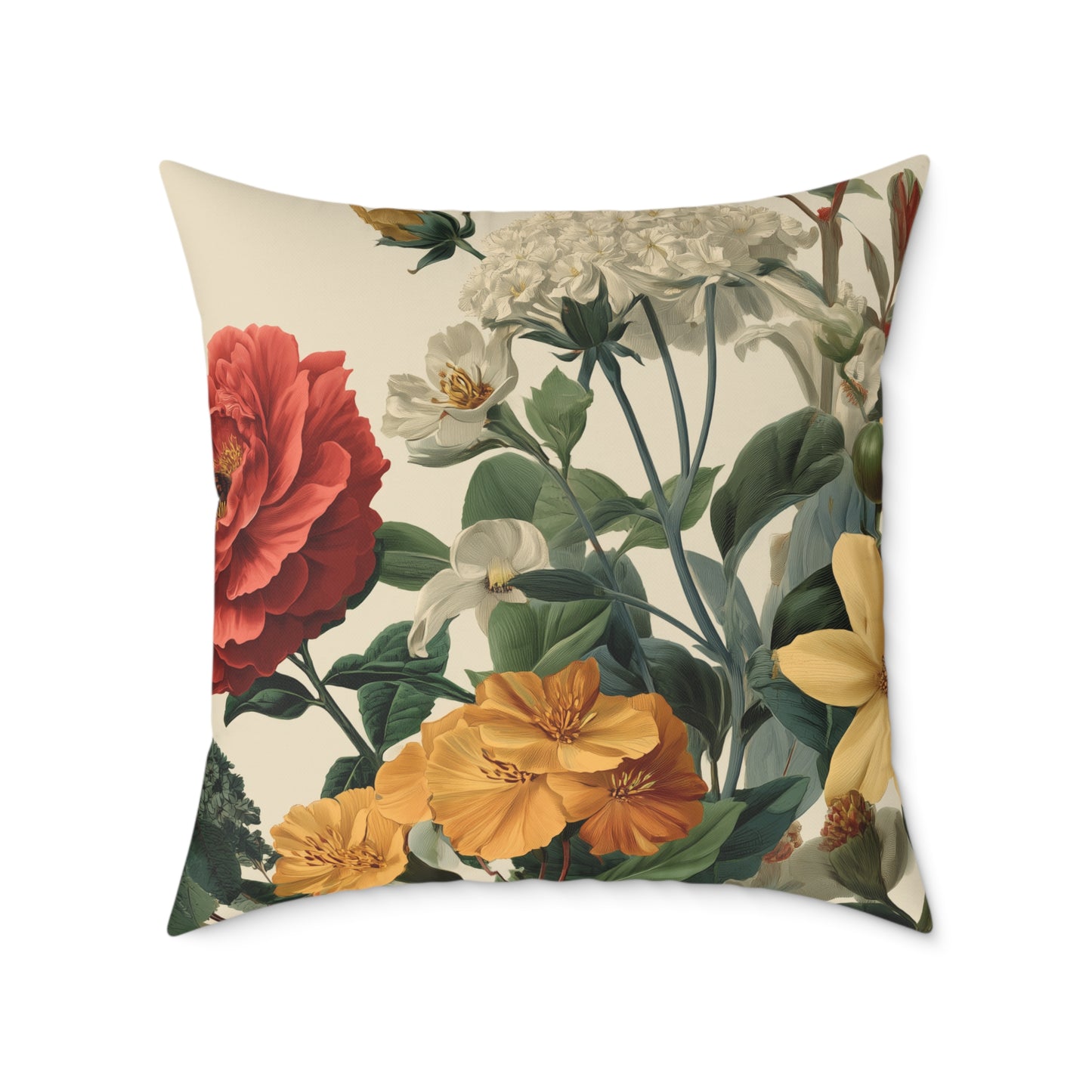 Sunlit Wildflower Bouquet - Square Poly Canvas Pillow