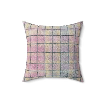 Pastel Grid Calm - Spun Polyester Square Pillow