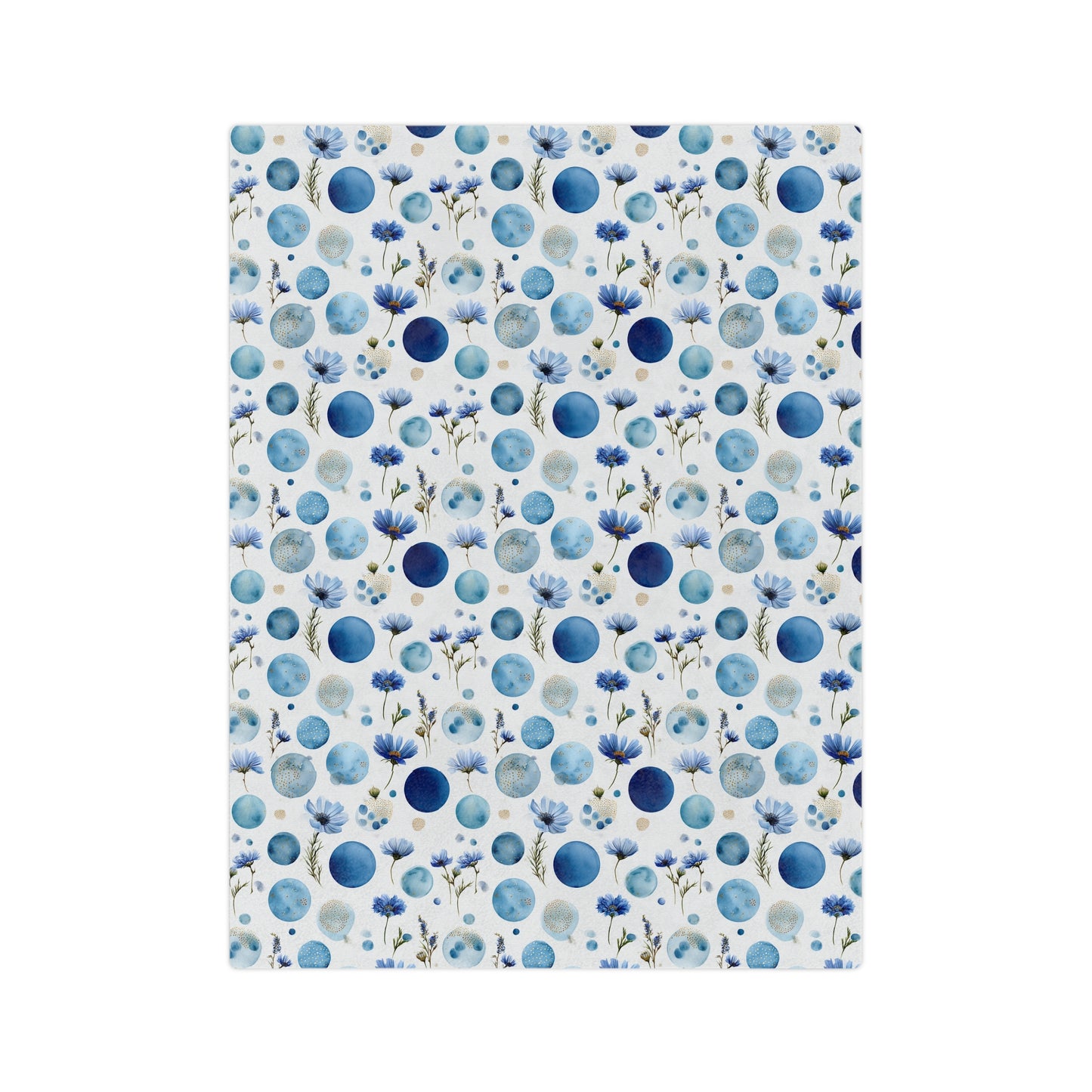 Blue Circle Flowers - Velveteen Microfiber Blanket