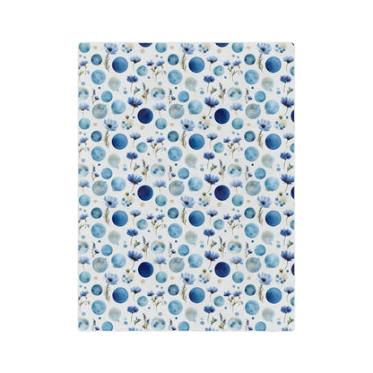 Blue Circle Flowers - Velveteen Microfiber Blanket