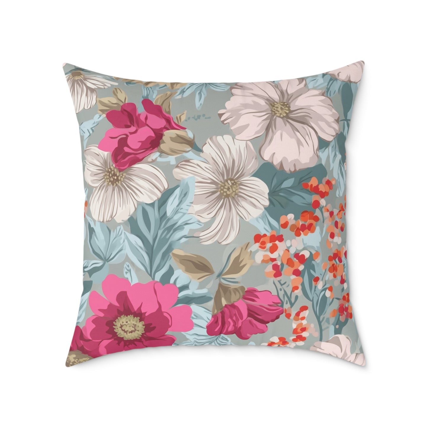 Pastel Meadow Symphony - Square Poly Canvas Pillow