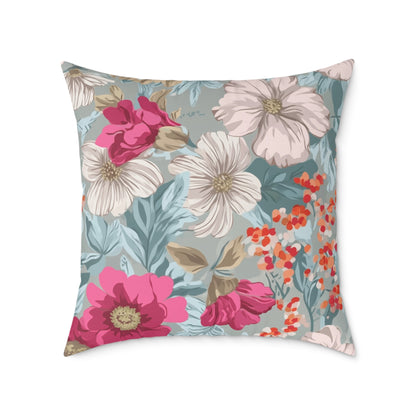 Pastel Meadow Symphony - Square Poly Canvas Pillow