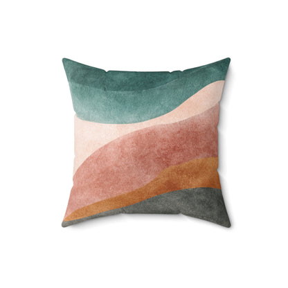 Terracotta Ridge Flow - Spun Polyester Square Pillow
