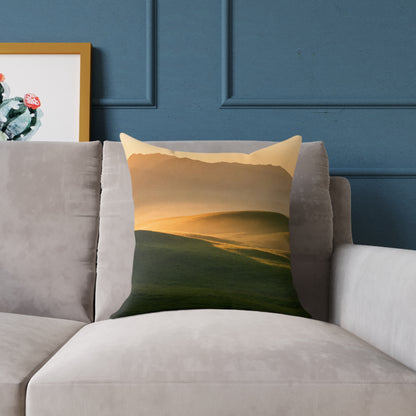 Sunset Valley Vista - Square Poly Canvas Pillow