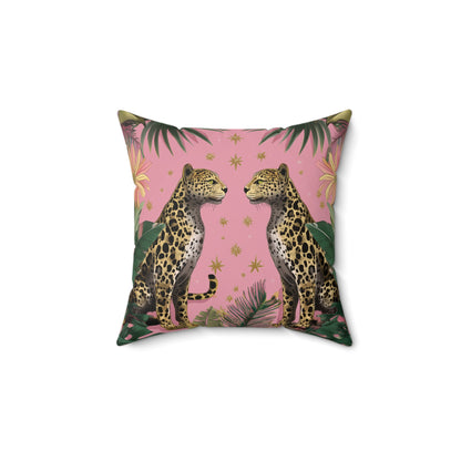 Pink Safari Leopards - Spun Polyester Square Pillow