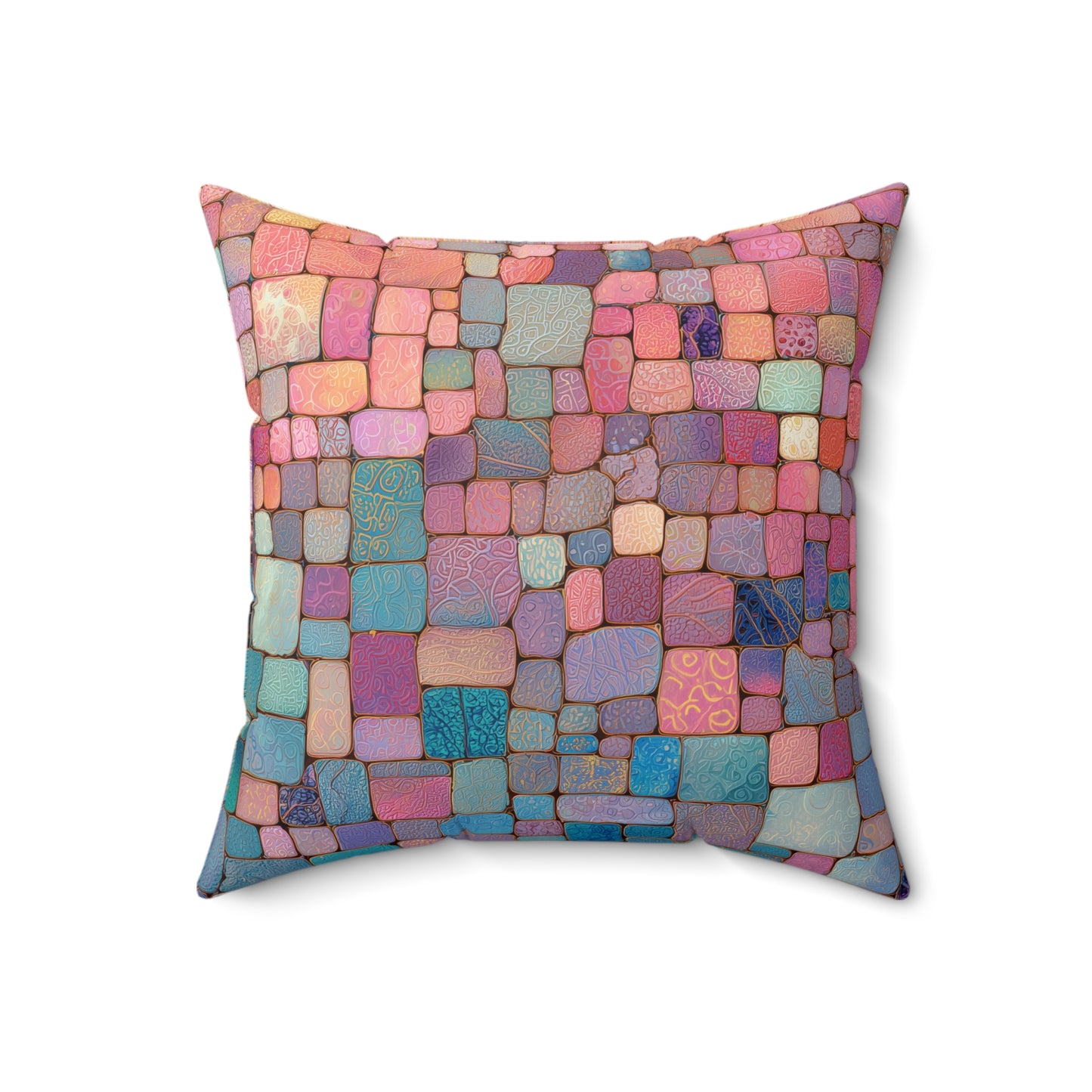 Sunset Tile Mosaic - Spun Polyester Square Pillow