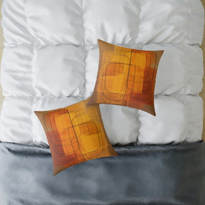 Golden Frame Drift - Square Poly Canvas Pillow
