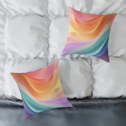 Aurora Ribbon Flow - Square Poly Canvas Pillow
