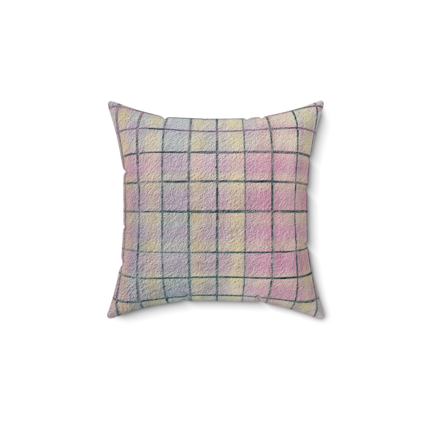 Pastel Grid Calm - Spun Polyester Square Pillow