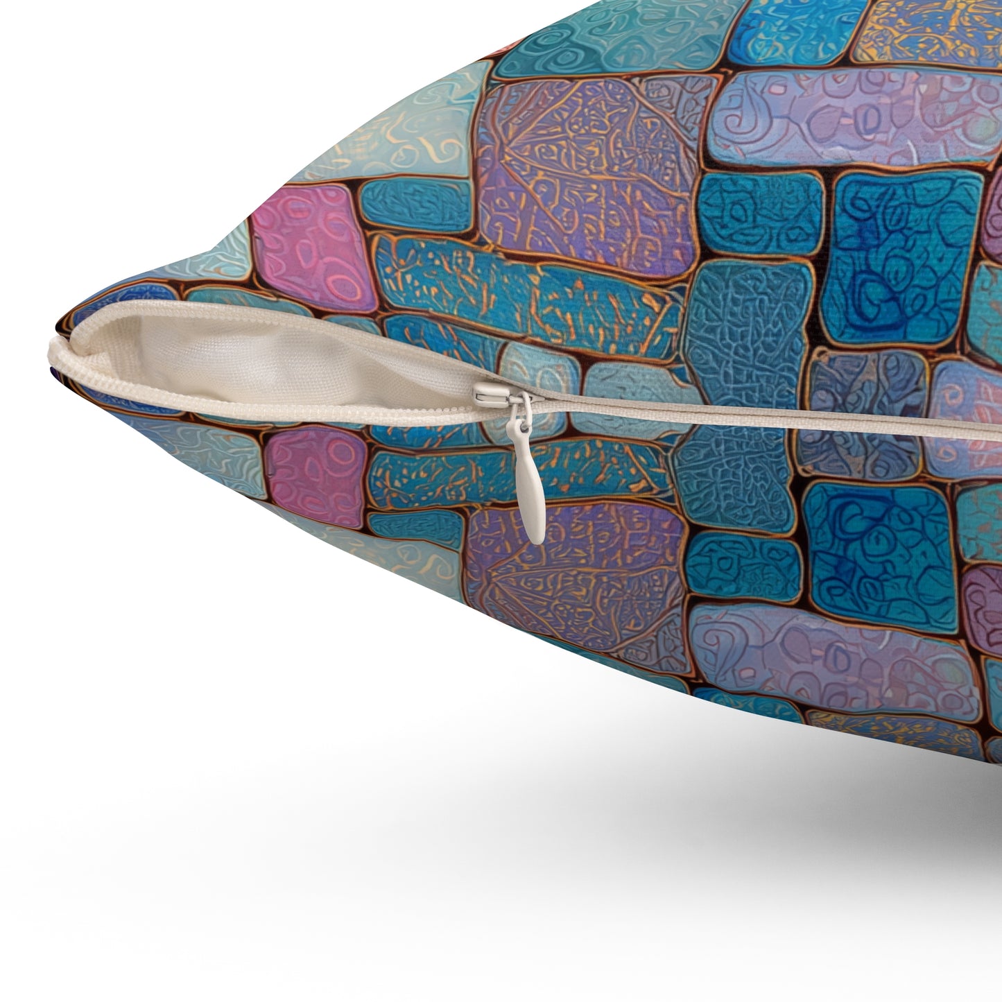 Sunset Tile Mosaic - Spun Polyester Square Pillow