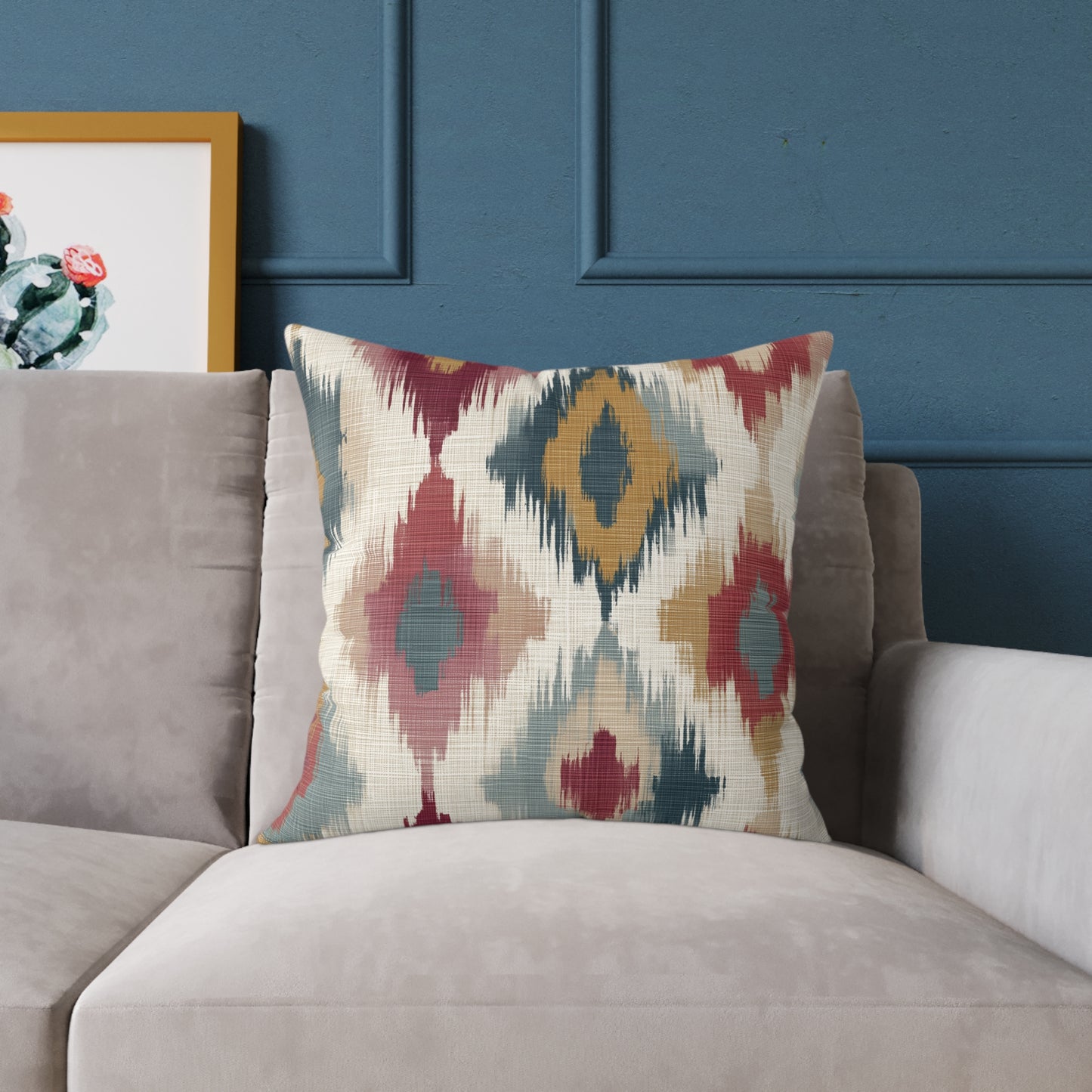 Woven Ember Diamonds - Square Poly Canvas Pillow