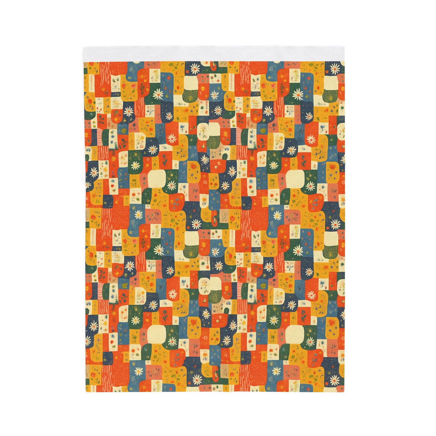 Painted Meadow Patch Tiles - Velveteen Plush Blanket